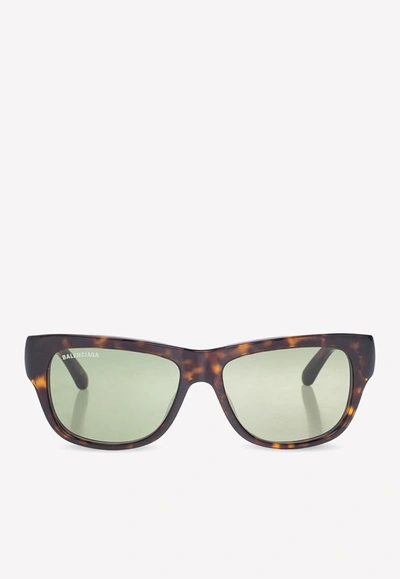 Balenciaga Square Frame Sunglasses In Green