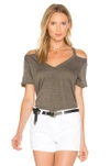 CHASER DOUBLE COLD SHOULDER V-NECK TEE,CW6796