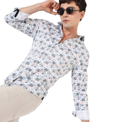 Campus Sutra Men's Printed Casual Shirt In White