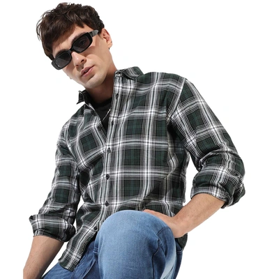 Campus Sutra Men's Checkered Casual Shirt In Black
