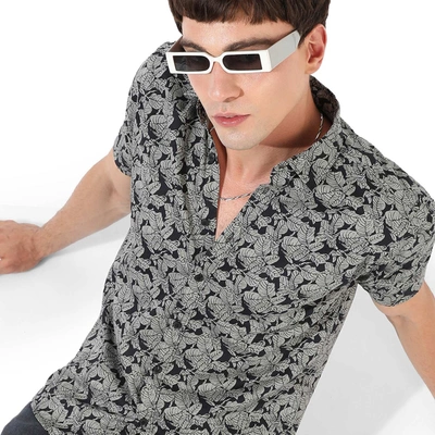 Campus Sutra Men's Printed Casual Shirt In Grey