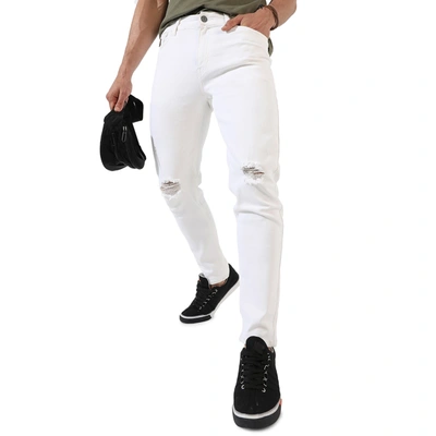 Campus Sutra Men's Solid Denim Jeans In White