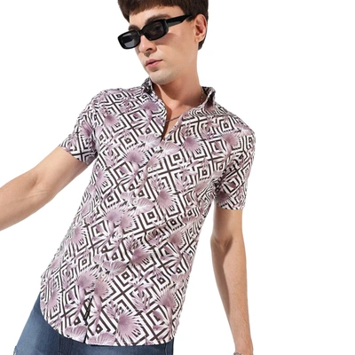 Campus Sutra Men's Printed Casual Shirt In Pink