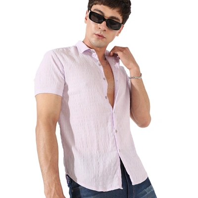 Campus Sutra Men's Textured Casual Shirt In Purple