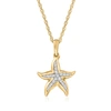 Ross-simons Diamond Starfish Pendant Necklace In 18kt Gold Over Sterling In White