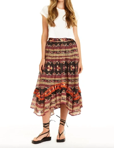 Love The Label Mia Midi Skirt In Veronique Black In Multi