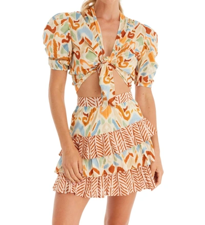 Allison New York Alice Mini Dress In Ivory Ikat In Yellow