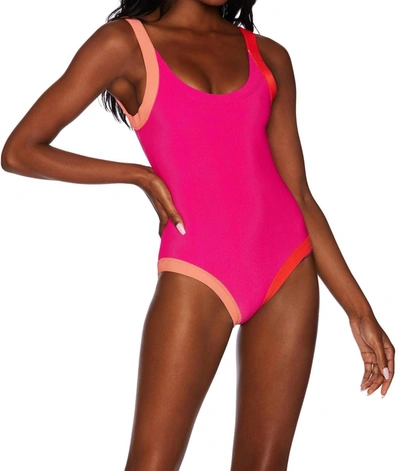 Beach Riot Linda One Piece In Magenta Coral In Pink