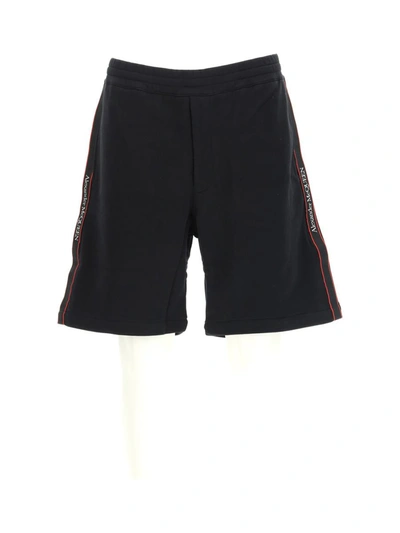 Alexander Mcqueen Logo Printed Sweat Shorts In Black/mix