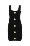 Balmain Open-knit Minidress In Black