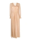Alberta Ferretti Maxikleid Aus Seide Mit Falten In Pink & Purple