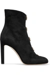 JIMMY CHOO Loretta 100 button-detailed suede ankle boots