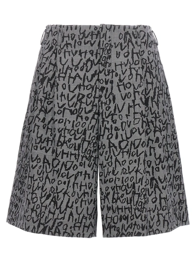 Comme Des Garçons Homme Deux Comme Des Garçons Homme Plus Graphic Print Prince Of Wales Wool Blend Shorts In Gray