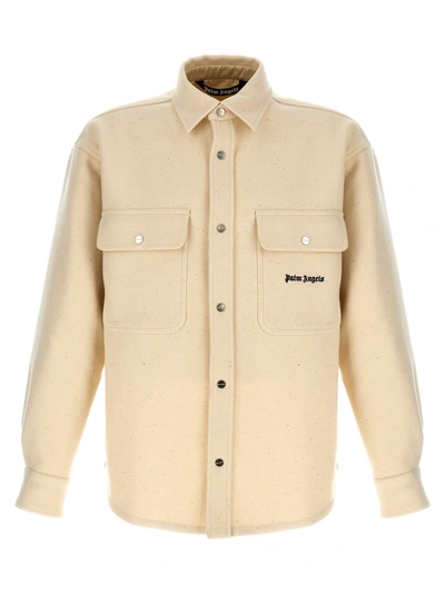 PALM ANGELS POCKET LOGO CASUAL JACKETS, PARKA WHITE