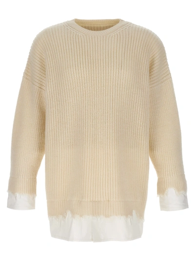 Mm6 Maison Margiela Shirt Insert Sweater In White