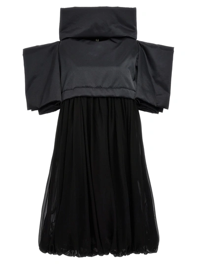 COMME DES GARÇONS TWO-MATERIAL DRESS DRESSES BLACK