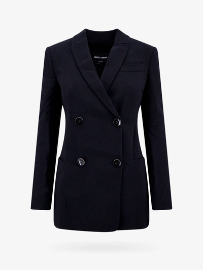 Giorgio Armani Double-breasted Cady Blazer Jacket In Black