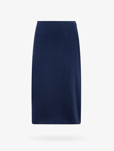 Fendi Skirt Ff Crepe Satin In Blue