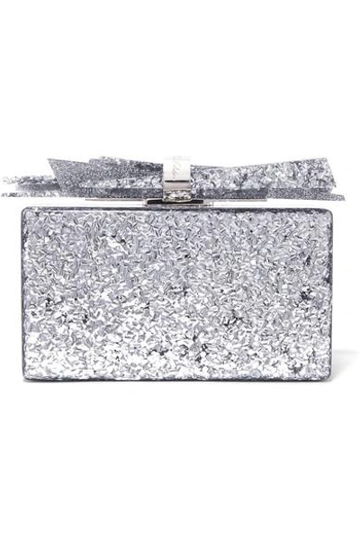 Edie Parker Wolf Shard Marbled Resin Clutch Bag In Silver