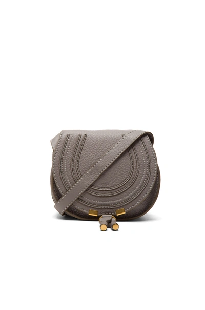 Chloé Small Marcie Grained Calfskin Saddle Bag In Grey