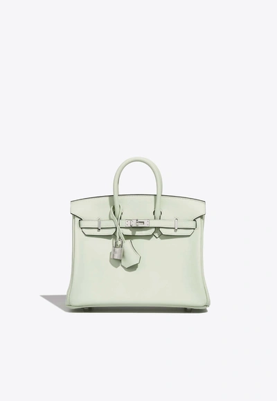 Pre-owned Hermes Birkin 25 In Vert Fizz Swift With Palladium Hardware