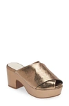 Chocolat Blu Georgette Platform Slide Sandal In Bronze Leather