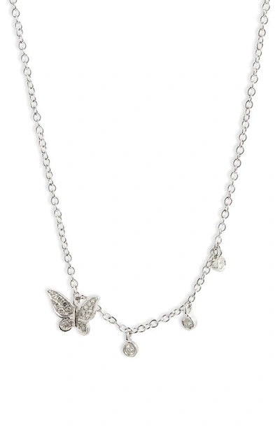 Meira T Diamond Butterfly Pendant Necklace In White