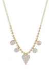 MEIRA T DIAMOND CHARM & HEART PENDANT NECKLACE