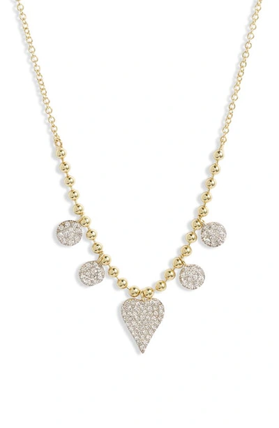 Meira T Diamond Charm & Heart Pendant Necklace In Yellow