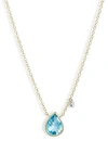 Meira T Blue Topaz & Diamond Pendant Necklace In Yellow