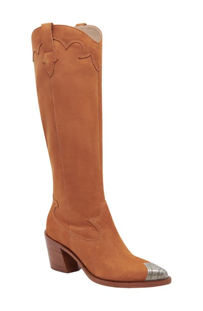 Dolce Vita Kamryn Womens Leather Pointed Toe Knee-high Boots In Praline Nubuck