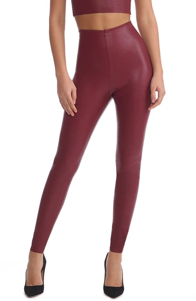 Commando Control Top Faux Leather Leggings In Garnet