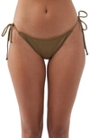 O'neill Saltwater Solids Maracas Side Tie Bikini Bottoms In Olive
