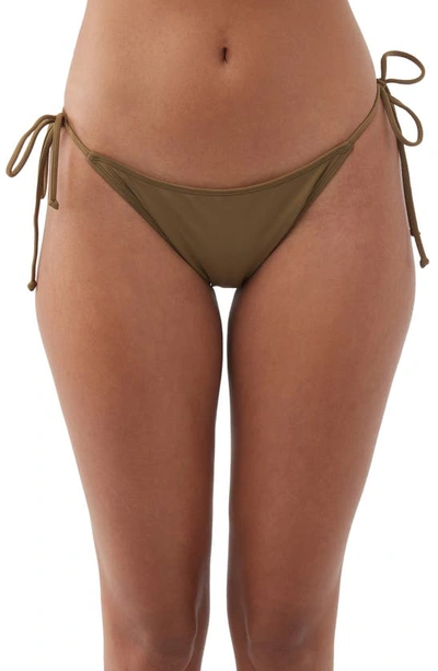 O'neill Saltwater Solids Maracas Side Tie Bikini Bottoms In Olive