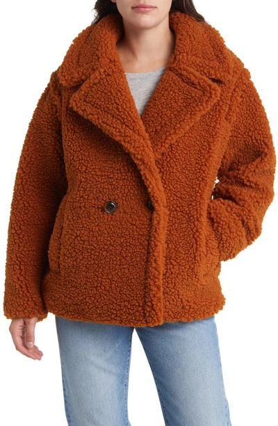 Ugg Gertrude Teddy Faux Shearling Coat In Brown