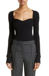 SIMKHAI GIULIANA RIB SWEETHEART SWEATER