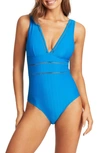 Sea Level Spliced One-piece Swimsuit In Capri