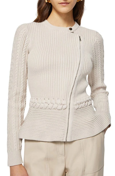 Simkhai Andi Peplum Knit Jacket In Stone