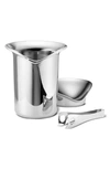 GEORG JENSEN WINE/BAR ICE BUCKET & TONGS SET