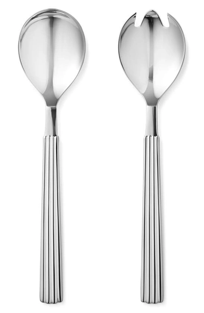 Georg Jensen Bernadotte 2-piece Stainless Steel Salad Spoon Set In Silver