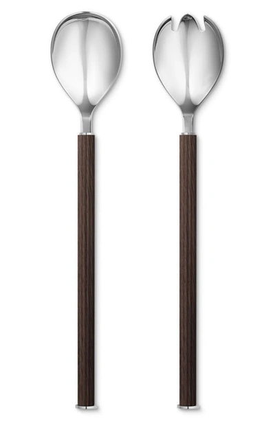 Georg Jensen Bernadotte 2-piece Salad Server Set In Silver/ Brown