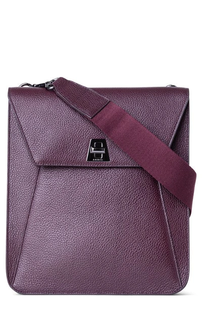 Akris Anouk Medium Flap Leather Messenger Bag In Burgundy