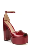 Sam Edelman Kori Ankle Strap Peep Toe Platform Sandal In Holly Red