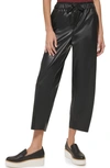 DKNY BUTTER FAUX LEATHER CROP PANTS