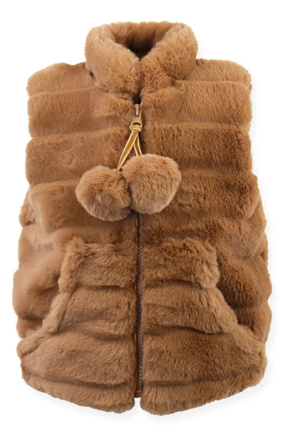 Widgeon Kids' Faux Fur Zip Vest In Chocolate