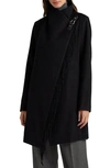 Lauren Ralph Lauren Drape Wool Blend Coat In Black