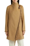 Lauren Ralph Lauren Drape Wool Blend Coat In Camel