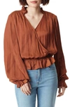 Sam Edelman Lani Ruffle Trim Blouse In Orange