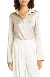 Twp Bessette Stretch Silk Button-up Blouse In Beige