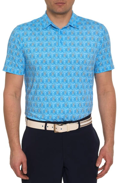 Robert Graham Men's Iron Skull Knit Polo Shirt In Light Blue